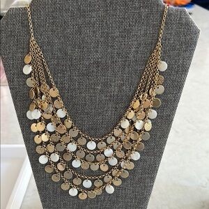 Elegant Gold and Mother of Pearl Layered Necklace